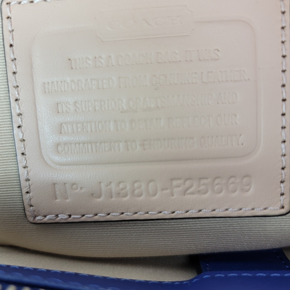 NEVER USED!! Elegant COACH Blue Leather Tote Bag - Picture 8 of 16